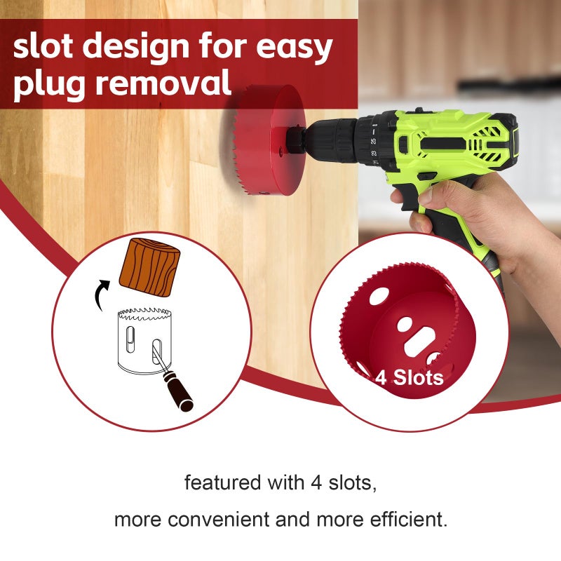 KWESOR Hole Saw 6 1/2 Inch  30 mm Cutting Depth HSS Bi-Metal Hole Saw for Cutting Wood  Plastic  Drywall  Plasterboard and Soft Metal Sheet  Red - Image 5